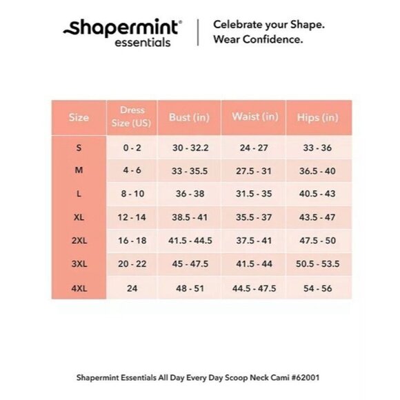 Shapermint All Day Every Day Scoop Neck Cami Sz 2XL Black 62001 Smoothing Tank - Picture 9 of 9